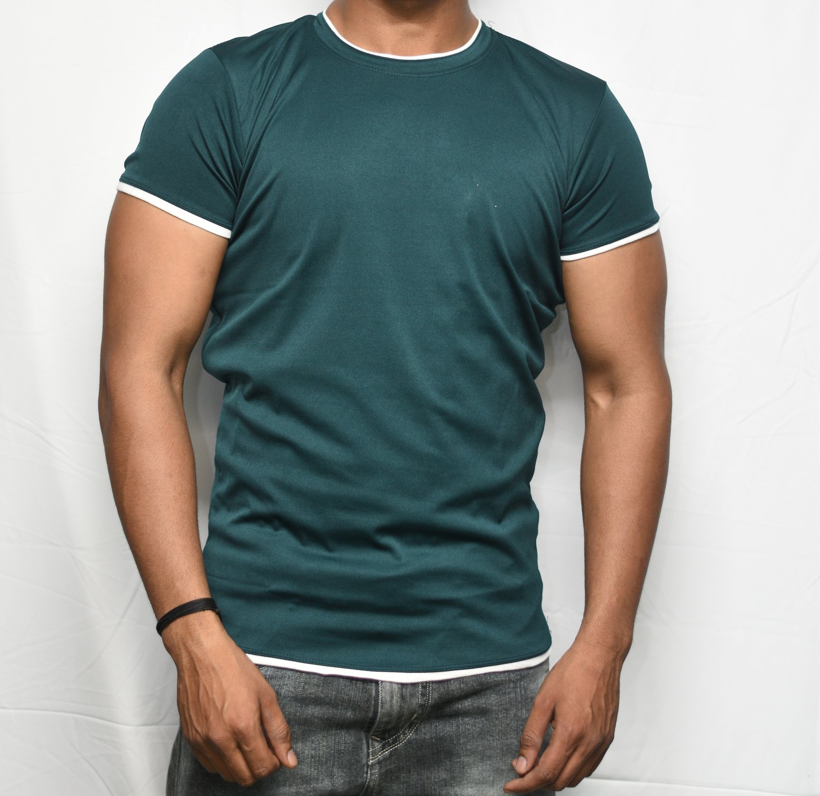Bottle Green Lycra Stretch T-Shirt